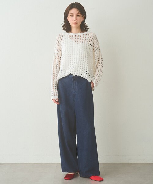 ワイドパンツ ジーンズ デニム デニムパンツ 「Drawing Numbers」リヨセルコットンワイドデニム レディース メンズの画像