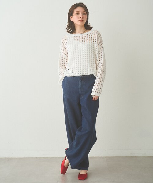ワイドパンツ ジーンズ デニム デニムパンツ 「Drawing Numbers」リヨセルコットンワイドデニム レディース メンズの画像