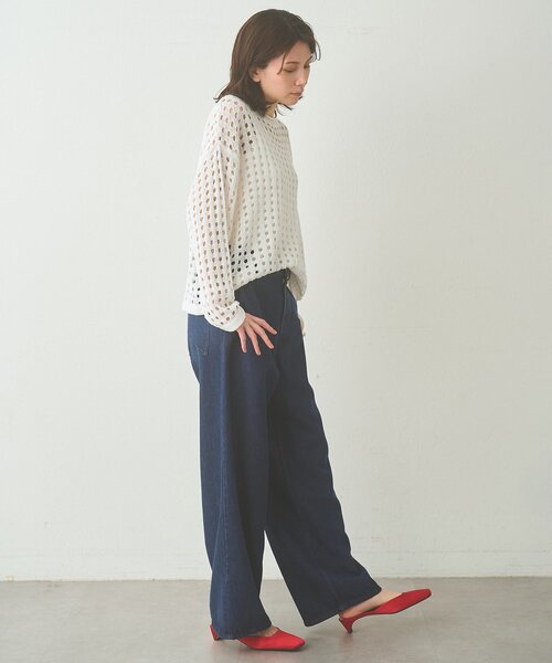 ワイドパンツ ジーンズ デニム デニムパンツ 「Drawing Numbers」リヨセルコットンワイドデニム レディース メンズの画像