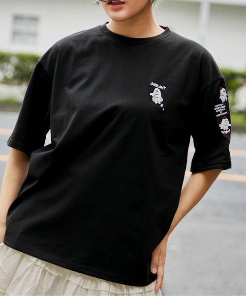 tシャツ 「おばけ刺繍」ビックTシャツ／ストリート／春夏／全3色