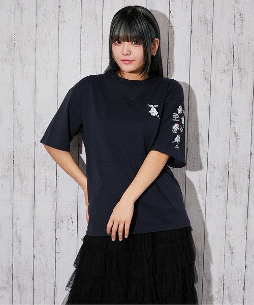 tシャツ 「おばけ刺繍」ビックTシャツ／ストリート／春夏／全3色