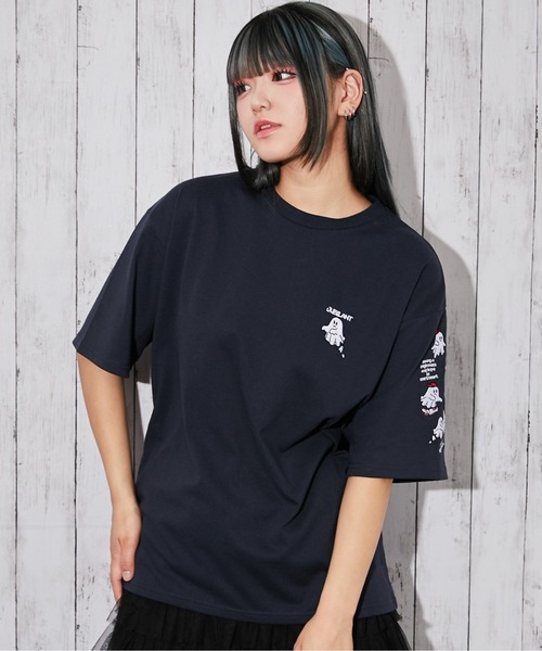 tシャツ 「おばけ刺繍」ビックTシャツ／ストリート／春夏／全3色