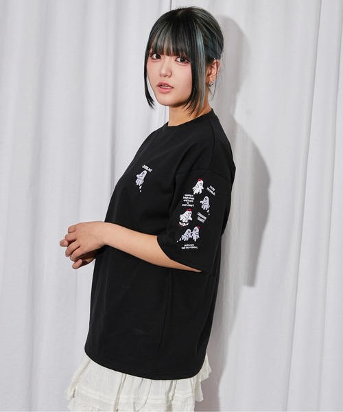tシャツ 「おばけ刺繍」ビックTシャツ／ストリート／春夏／全3色