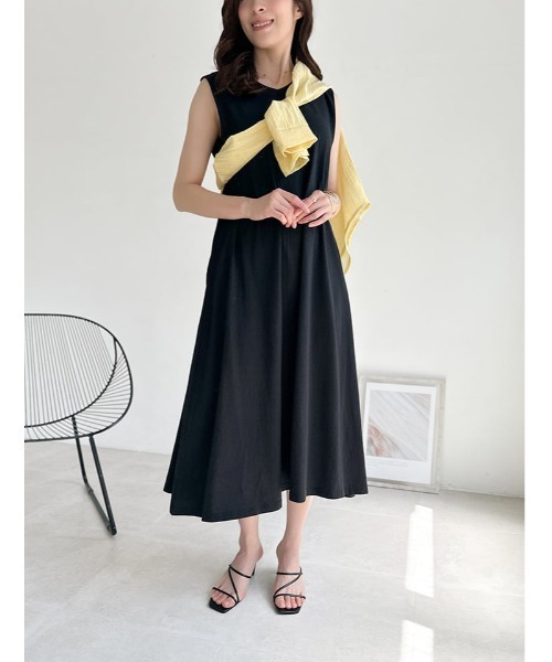 ⭐️黄色黒ワンピース2837 fifth（フィフス） ワンピース ノースリロングワンピース : ZOZOTOWN