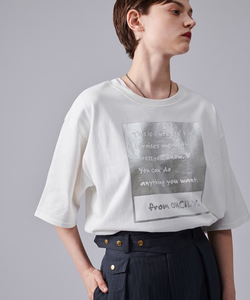 「ONCILY」 半袖Tシャツ MEDIUM シルバー メンズ_画像7