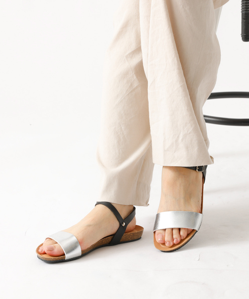 「PLAKTON」 フラットサンダル 37 シルバー レディース_画像4