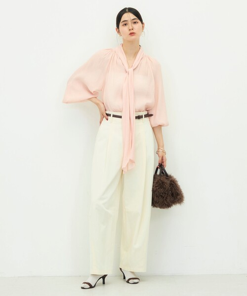 ノーブル 25A/W ブライトオーガンジーボウタイブラウス ￥23,100税込 