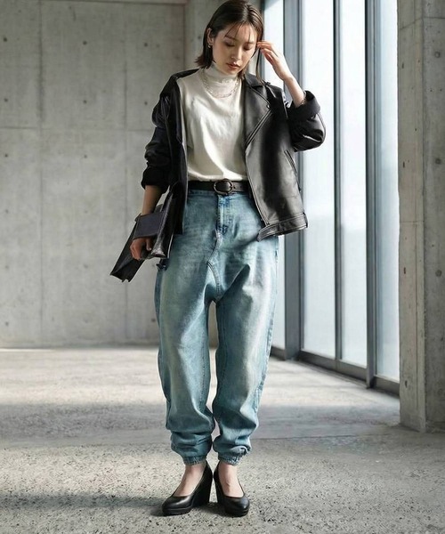 「antiqua」 サルエルデニムパンツ LARGE ブルー系その他 レディース_画像2