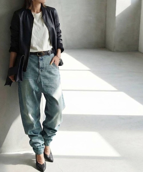 「antiqua」 サルエルデニムパンツ LARGE ブルー系その他 レディース_画像4
