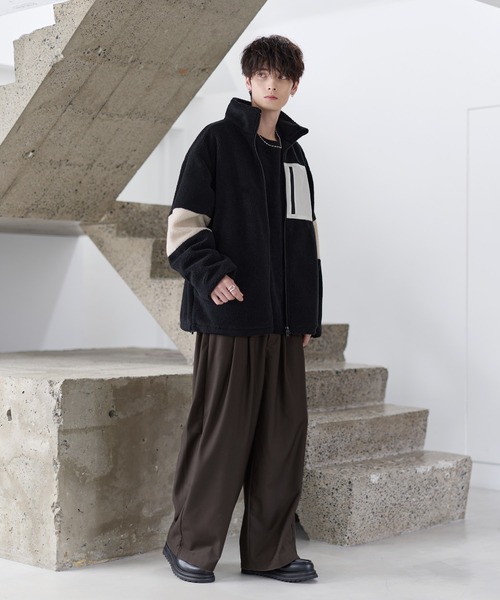 ブルゾン アウター 「25AW」防風ボア袖ライン切替スタンドネック