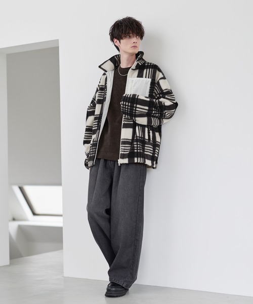 ブルゾン アウター 「25AW」防風ボア袖ライン切替スタンドネック