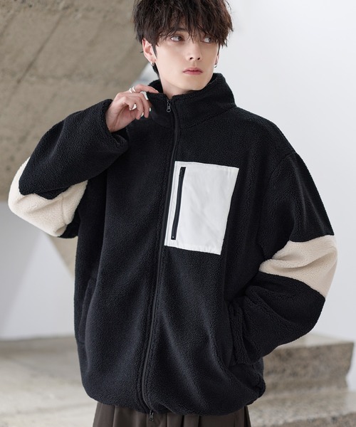 ブルゾン アウター 「25AW」防風ボア袖ライン切替スタンドネック