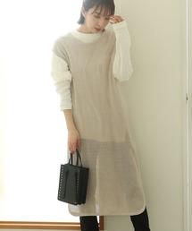 ElegChic ベスト ジレ メッシュニットロングベスト レディース