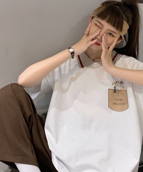 ポロシャツ ポケットpopイラストbigシルエットポロシャツ Tr Sys Com