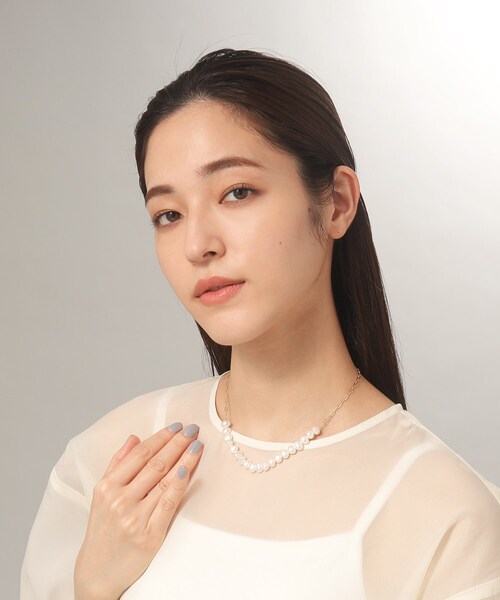 ネックレス K10バロックパール ケーブルチェーンネックレス レディースの画像