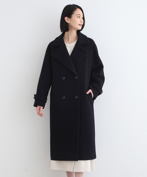 INDIVI♡大きめサイズ肌触り抜群大人綺麗めコート INDIVI（インディヴィ） トレンチコート コート 「ウール」トレンチ風