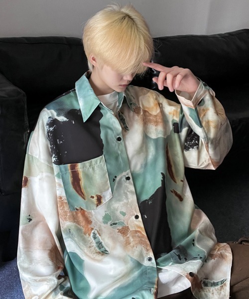 シャツ 「FVLMEN」marble pattern longsleeve shirt/マーブル柄 ロング