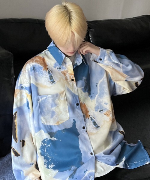シャツ 「FVLMEN」marble pattern longsleeve shirt/マーブル柄 ロング