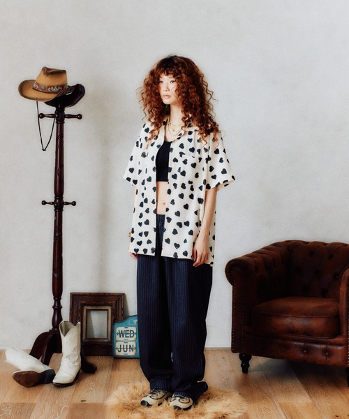 パンツ kawauso38 グラフィックワイドパンツ RAYON／COTTON CLOTH