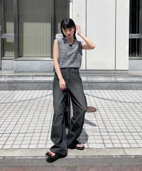 ベスト ジレ ボーダーメッシュサマーニットベスト レディース ベスト ジレ メッシュボーダーサマーニットベスト レディース