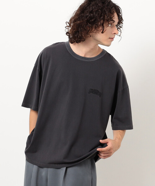 Purple&Yellow tシャツ ピグメントバイオロゴ刺繍Tシャツ メンズ 