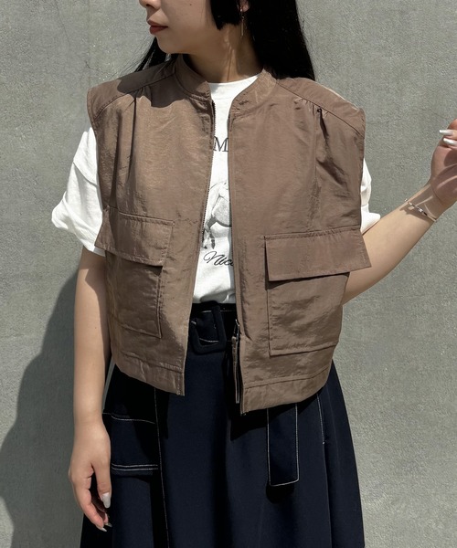 ベスト ジレ ナイロンツイル ショートベスト レディース ベスト ジレ ナイロンツイルショートベスト レディース
