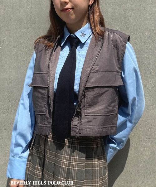 ベスト ジレ ナイロンツイル ショートベスト レディース ベスト ジレ ナイロンツイルショートベスト レディース