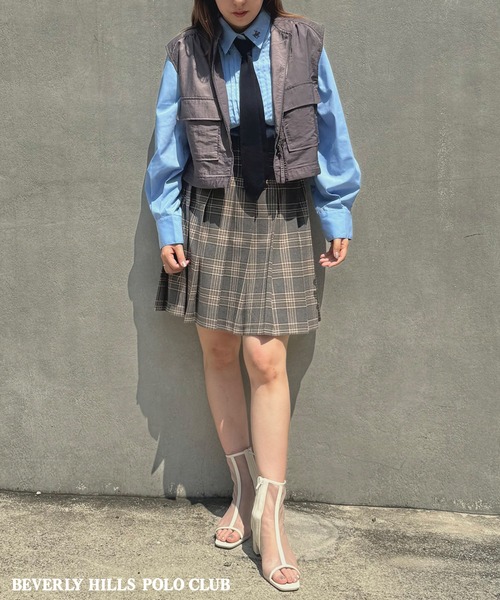 ベスト ジレ ナイロンツイルショートベスト レディース