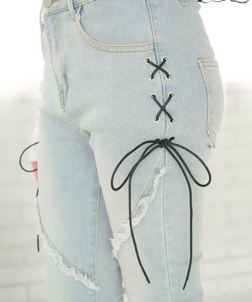 ローズティアラ　ロールアップデニム　46 パンツ　美品　最終お値下げ❣️ ローズティアラ ロールアップデニム 46 パンツ 美品 最終お