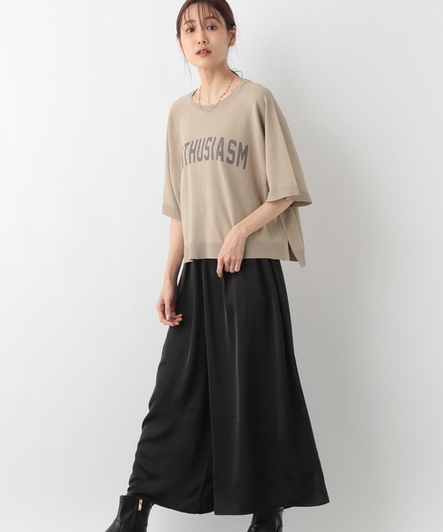 サマンサモスモス 綿麻ギャザースカーチョ　白　グローバルワークセット Samansa Mos2（サマンサ モスモス）の「綿麻ギャザースカーチョ