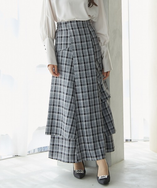 slattgir（スラットジール） ロング スカート 高身長 チェック柄フリル