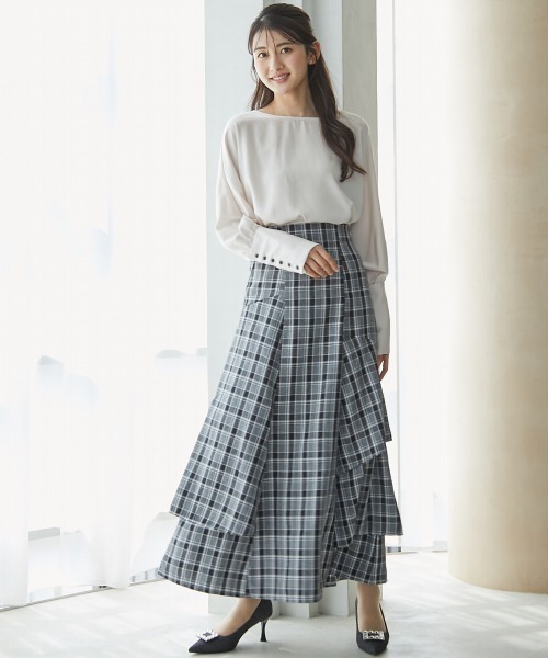 slattgir（スラットジール） ロング スカート 高身長 チェック柄フリル