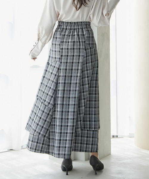 slattgir（スラットジール） ロング スカート 高身長 チェック柄フリル