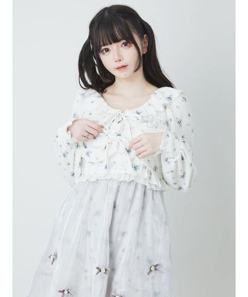 Ank Rouge お袖リボンボレロニットカーディガン M ホワイト お袖リボン