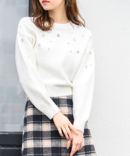 MISCH MASCH ニット セーター 2024秋冬新作フラッフィービジュー