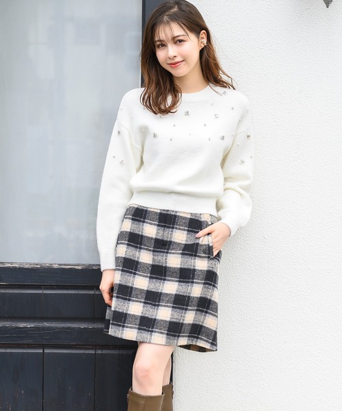 MISCH MASCH ニット セーター 2024秋冬新作フラッフィービジュー