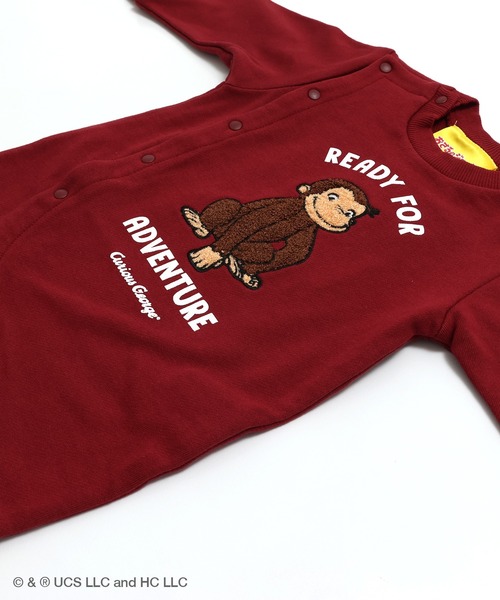 おさるのジョージ・こぐまちゃんえほん　80cm　ロンパース カバーオール petit main ベビー服 ロンパース 「おさるのジョージ
