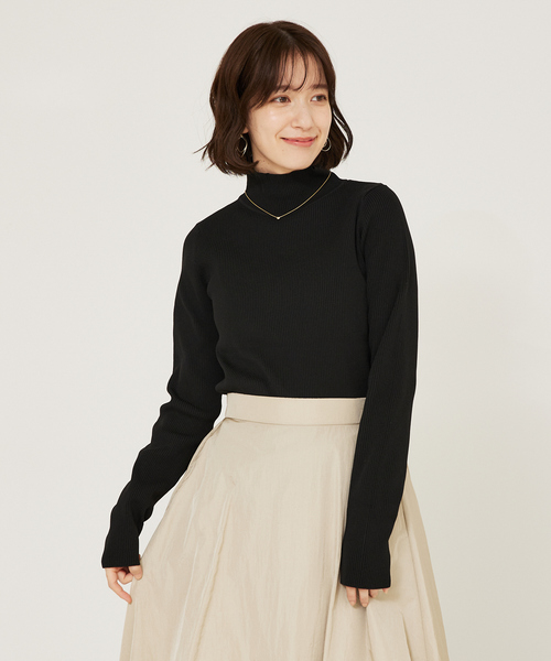 ［美品］HACHIYARDS ハイネックプルオーバー レディース S 黒白 abahouse mavie（アバハウスマヴィ） ニット セーター ポリエステル