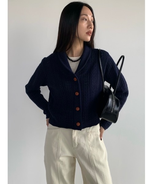 カーディガン 「DIDOT.」カシミヤウールショールカラークロッシェニットカーディガン レディース Didot.showroom カーディガン 「DIDOT.」カシミヤウールショール