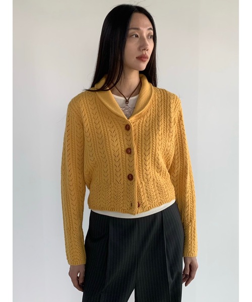 カーディガン 「DIDOT.」カシミヤウールショールカラークロッシェニットカーディガン レディース Didot.showroom カーディガン 「DIDOT.」カシミヤウールショール