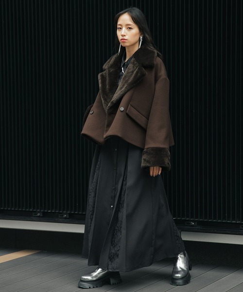 HARE コート アウター ウーリーテックフェイクファーショート