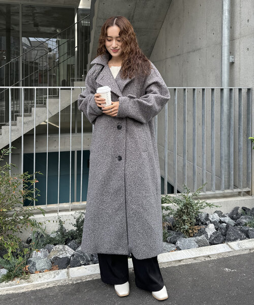 最終お値下げ♪美品♪LEONARD 明るめグレー スプリングコート 40 M-LINE コート アウター 「mline」スタンドカラーロングコート
