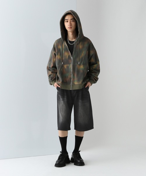 HARE オーバーサイズジップアップジャケット HARE パーカー フェイクスウェードシシュウZIPパーカー(HARE