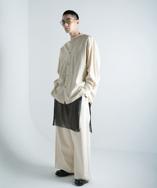 美品　24SS セオリーリュクス　コットンシャツ オーバーサイズ　スリット Aphlotus シャツ サイドスリット スタンドカラーセミロング