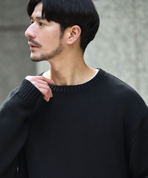 黒◆Sサイズ/長袖ニット セーター SPU（スプ） セーター ニット アクリル5Gウォッシャブル長袖ニット