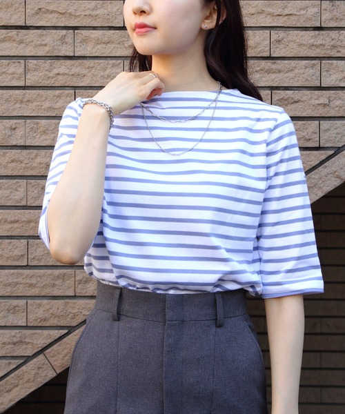 tシャツ ORCIVAL/オーシバル　ボートネックハーフスリーブプルオーバー　ボーダー　BOATNECK HALFSLEEVE PULLOVER BO ORCIVAL tシャツ ORCIVAL/オーシバル ボートネックハーフ