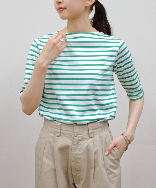 tシャツ ORCIVAL/オーシバル　ボートネックハーフスリーブプルオーバー　ボーダー　BOATNECK HALFSLEEVE PULLOVER BO