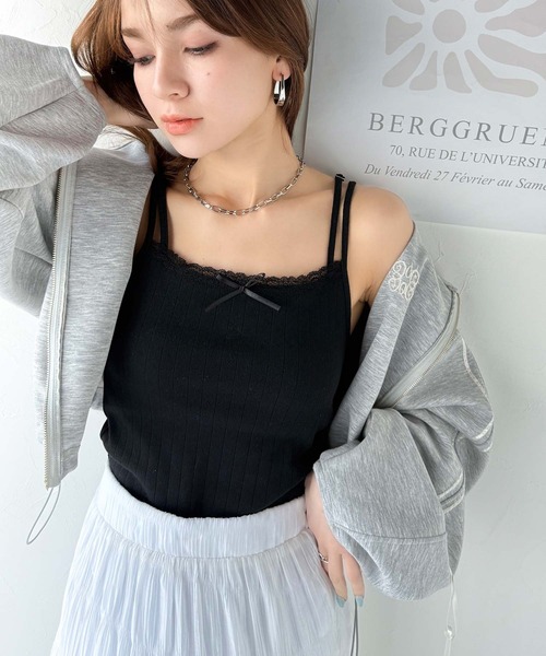 あみ♥️エムズグレーシー♥️カタログ掲載品♥️リボン柄が可愛い♥️ フリージアチェック柄リボンレースキャミソール[tg838