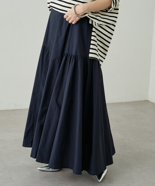 Loungedress コットンシアーギャザースカート白 タグなし　美品 LOUNGEDRESS（ラウンジドレス）の「コットンシアーギャザー