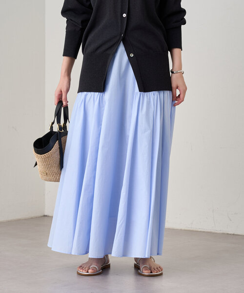 ラウンジドレス　パネルギャザー スカート サックス LOUNGEDRESS（ラウンジドレス）の「パネルギャザースカート